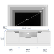 Housoul TV Stand for 55/60/65 Inch TV, Entertainment Center with 2 Doors & Drawer, Media TV Console Table with Storage Cabinet for Living Room, Bedroom, White