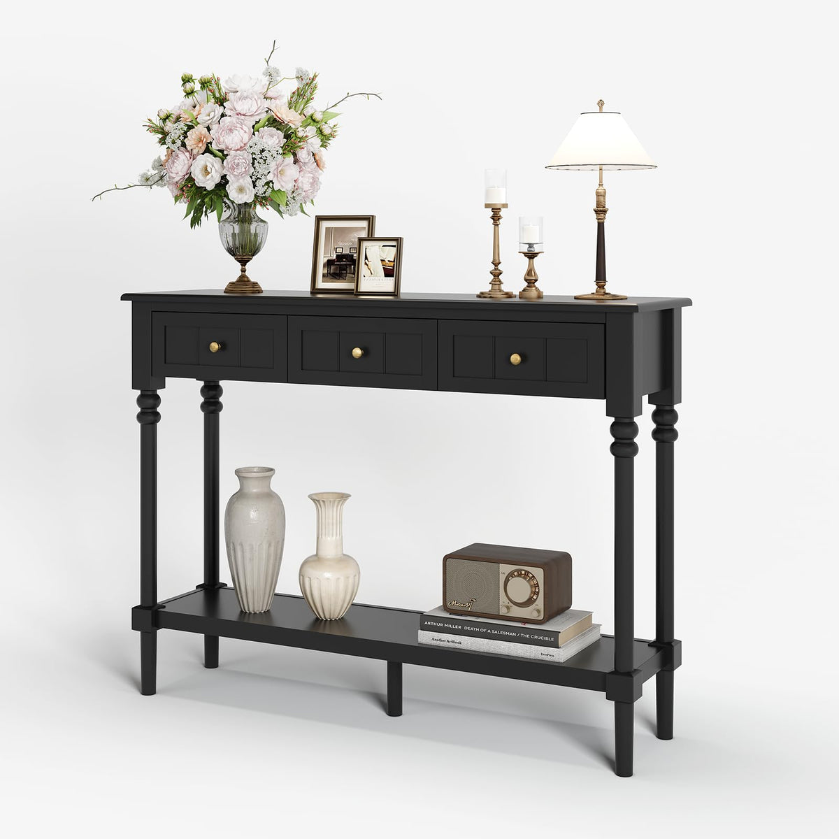 Black Console Table with Drawers