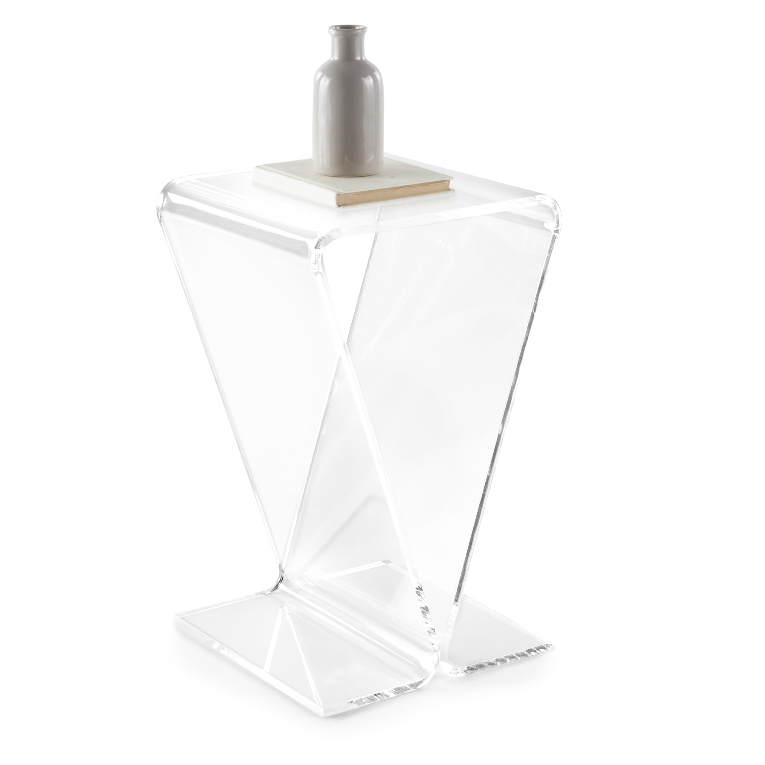 Clarte Acrylic V-Shaped End Table | Side Table for Living Room or Nighstand for Bedrooms | Premium Durable Glass-Like Design