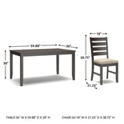 Signature Design by Ashley Rokane 7-Piece Dining Room Table Set with 6 Upholstered Chairs - Brown Wood 20" Rectangular Table & Chair Set for Kitchen Dining Room