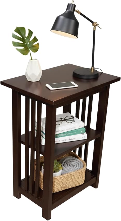 Wood Bookshelf & Side Table Set