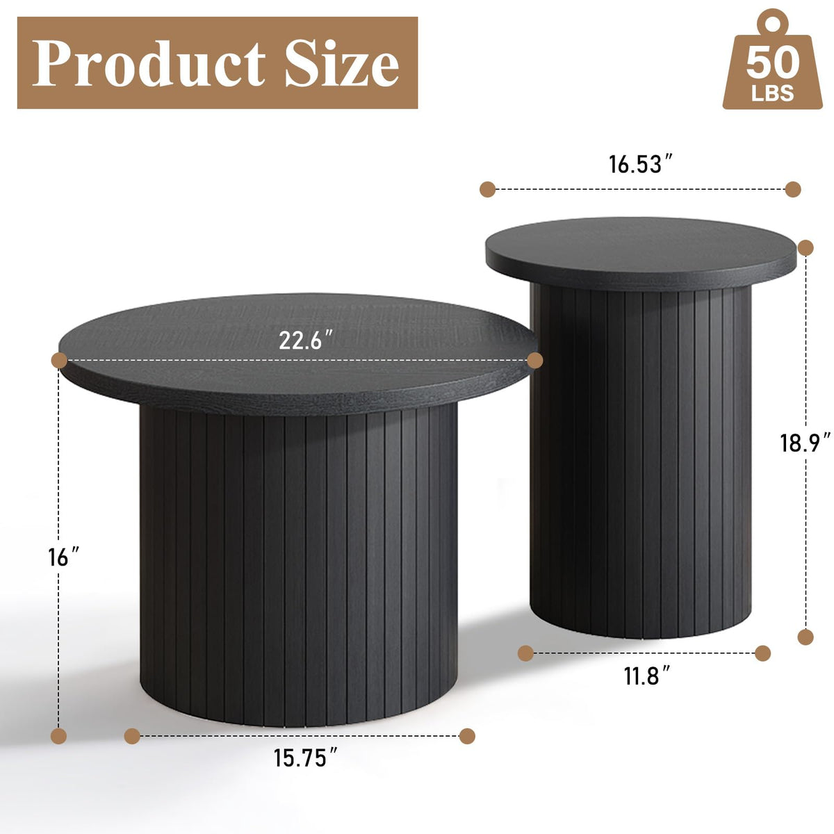 Round Wood Nesting Coffee Tables