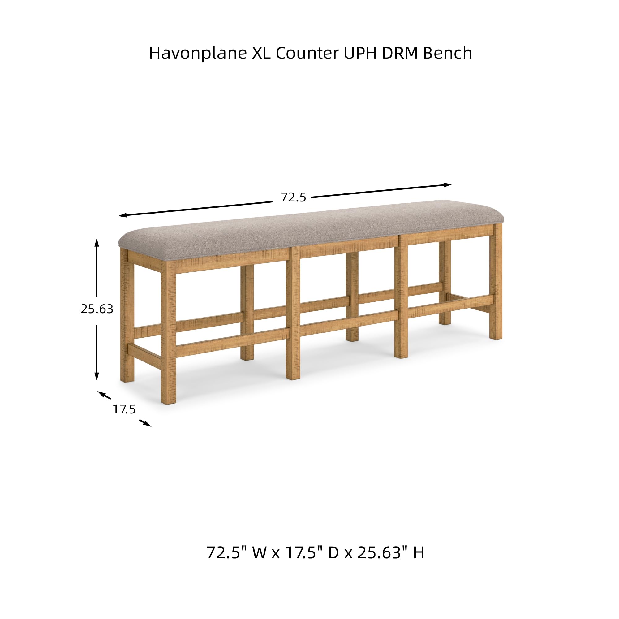 Counter Height Dining Bench, Light Brown & Light Gray