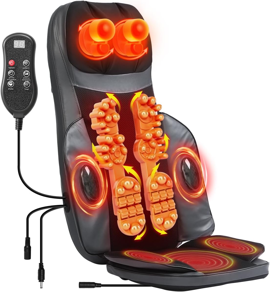 yayewanglae Shiatsu Neck & Back Massager with Heat. Massage Chair Pad.Office Chair Deep Kneading Massager with Multiple Rotating Shiatsu Nodes for Soothing Back & Neck Relief
