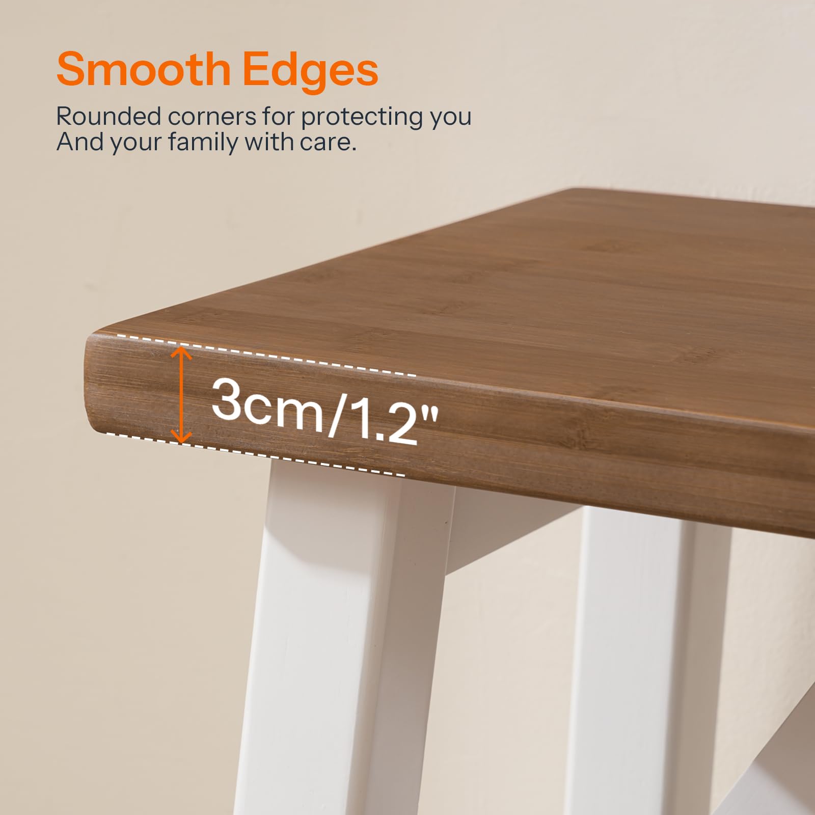 Bamboo Dining Bench 39.4" | Farmhouse Style | Walnut & White
