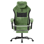 Green Fabric Gaming Chair with Footrest