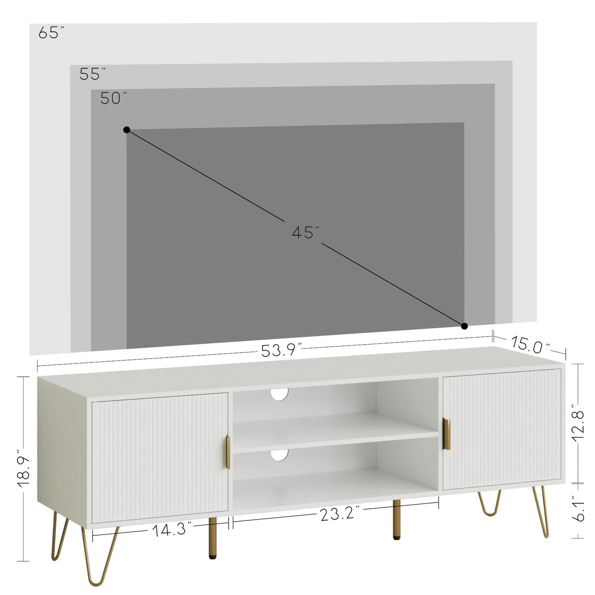 White TV Stand with Storage