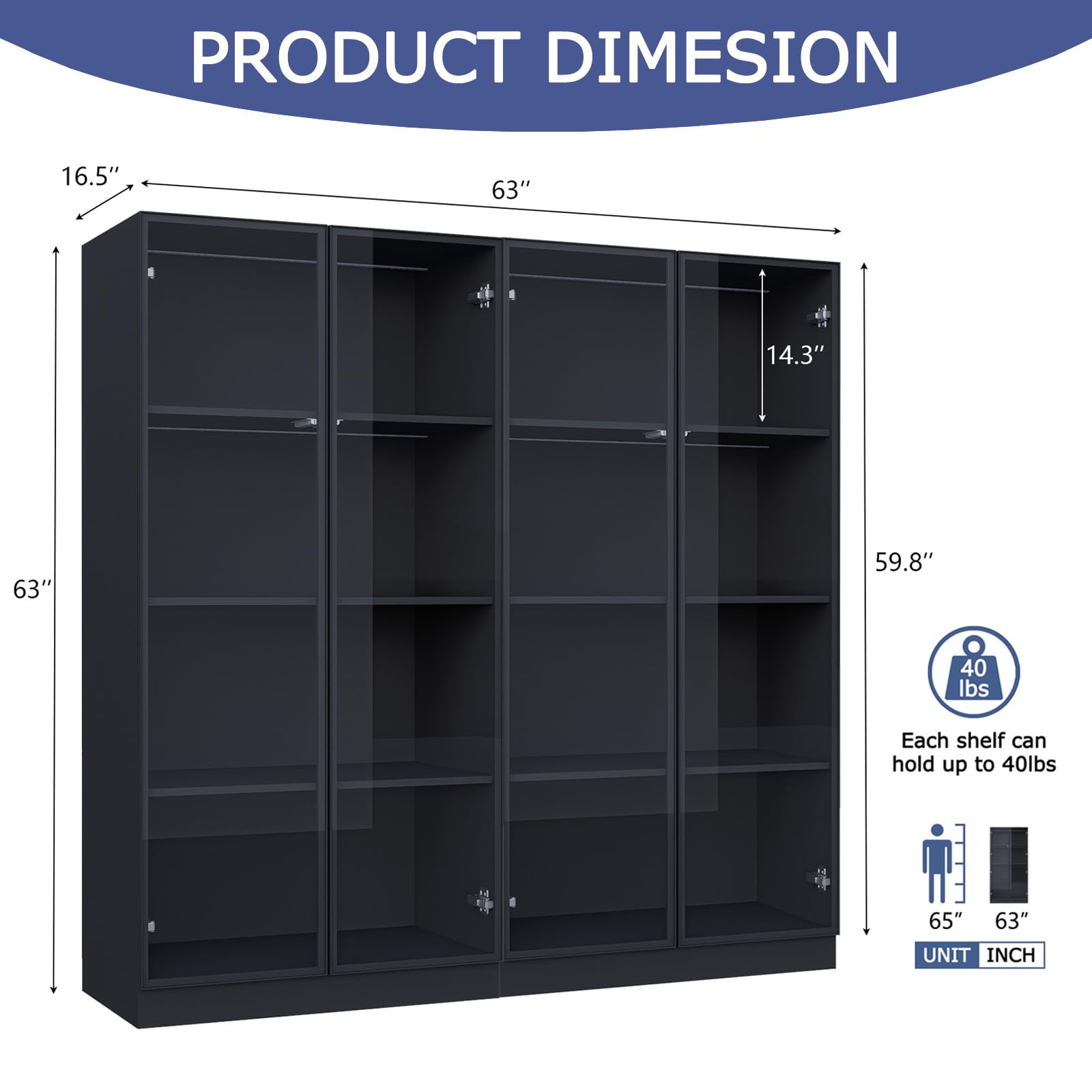 Glass Display Cabinet with LED Lights