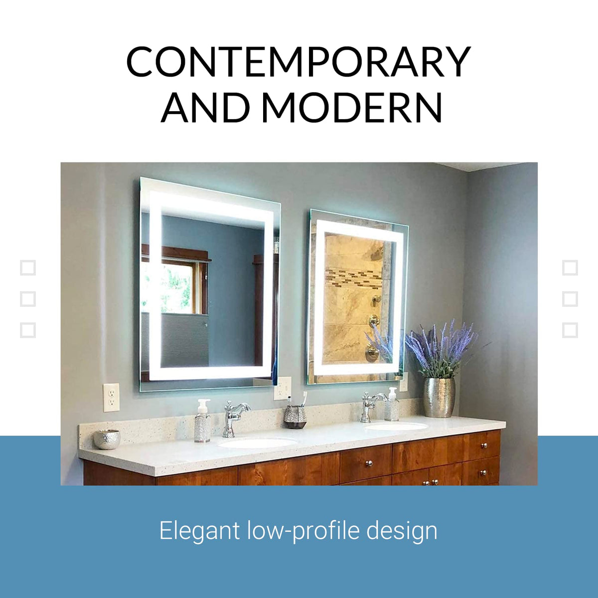 Mirrors & Marble Rectangle LED Vanity Mirror (36" x 36"), Front Lighted Modern Anti Fog Glass for Bathroom, Bedroom, Wall Mounting Home Décor Glass for Over Sink Bathroom, Entryway