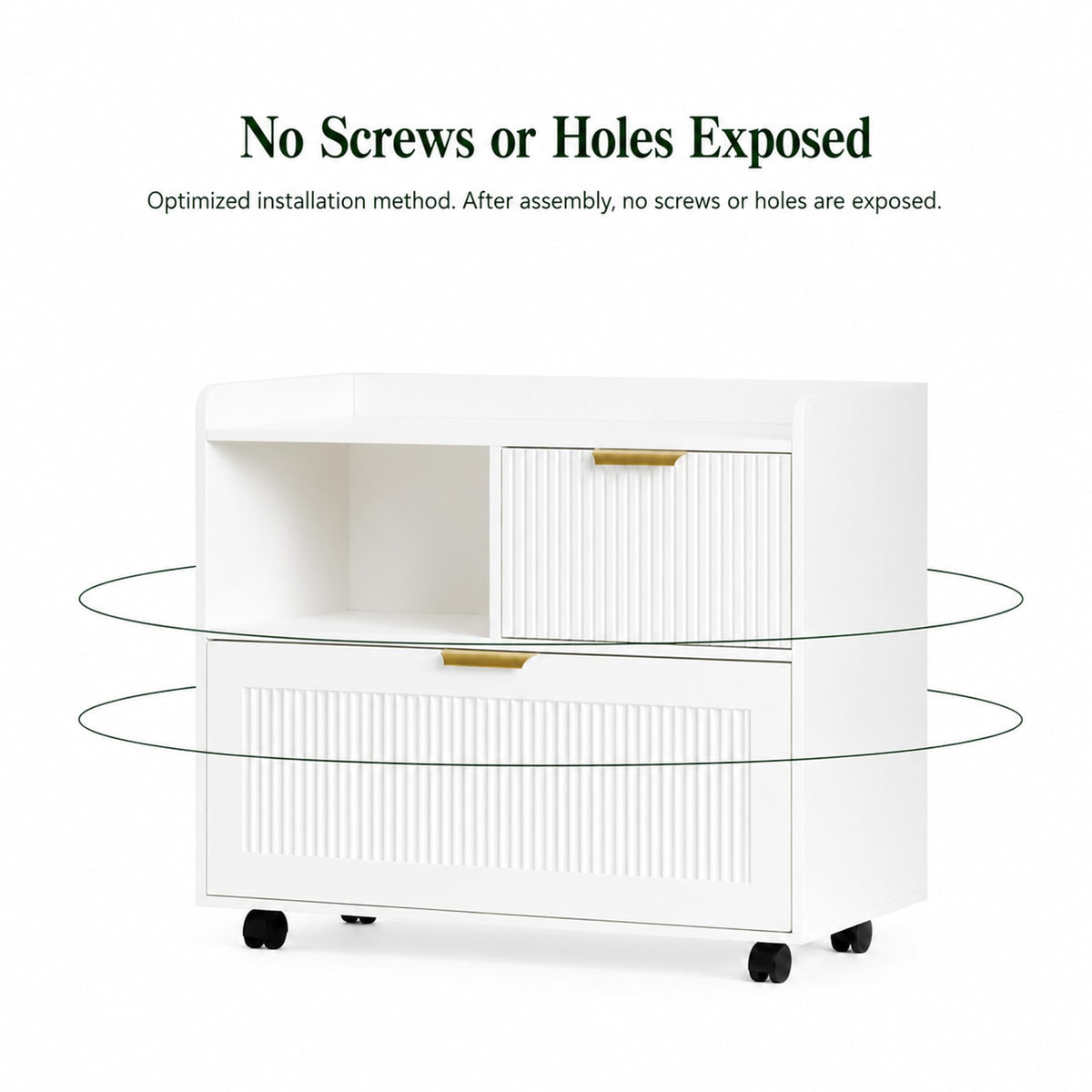 Fluted Rolling File Cabinet