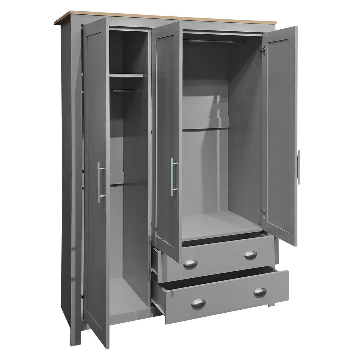 3-Door Wardrobe with Drawers