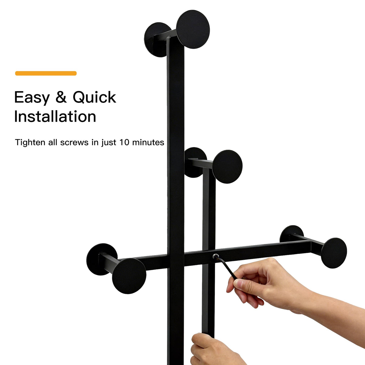 JIAYUEJU Heavy Duty Coat Rack Freestanding Marble Base Coat Tree (Black)