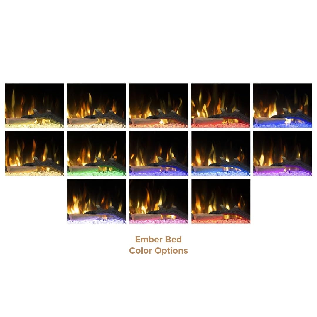 Modern Ember Aerus Skyline 72 Inch Linear Multi-Sided 3D Smart Electric Fireplace - Flame & Ember Bed Color Combinations, Fully or Partially Recessed | Alexa/WiFi Enabled - Remote Included