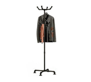 THRONKENGER Industrial Coat Rack,Metal Pipe Coat Rack Stand Freestanding with 6 Hooks,Heavy Duty Coat Tree Sturdy Coat Racks for Entryway, Hallway, Bedroom (Black)