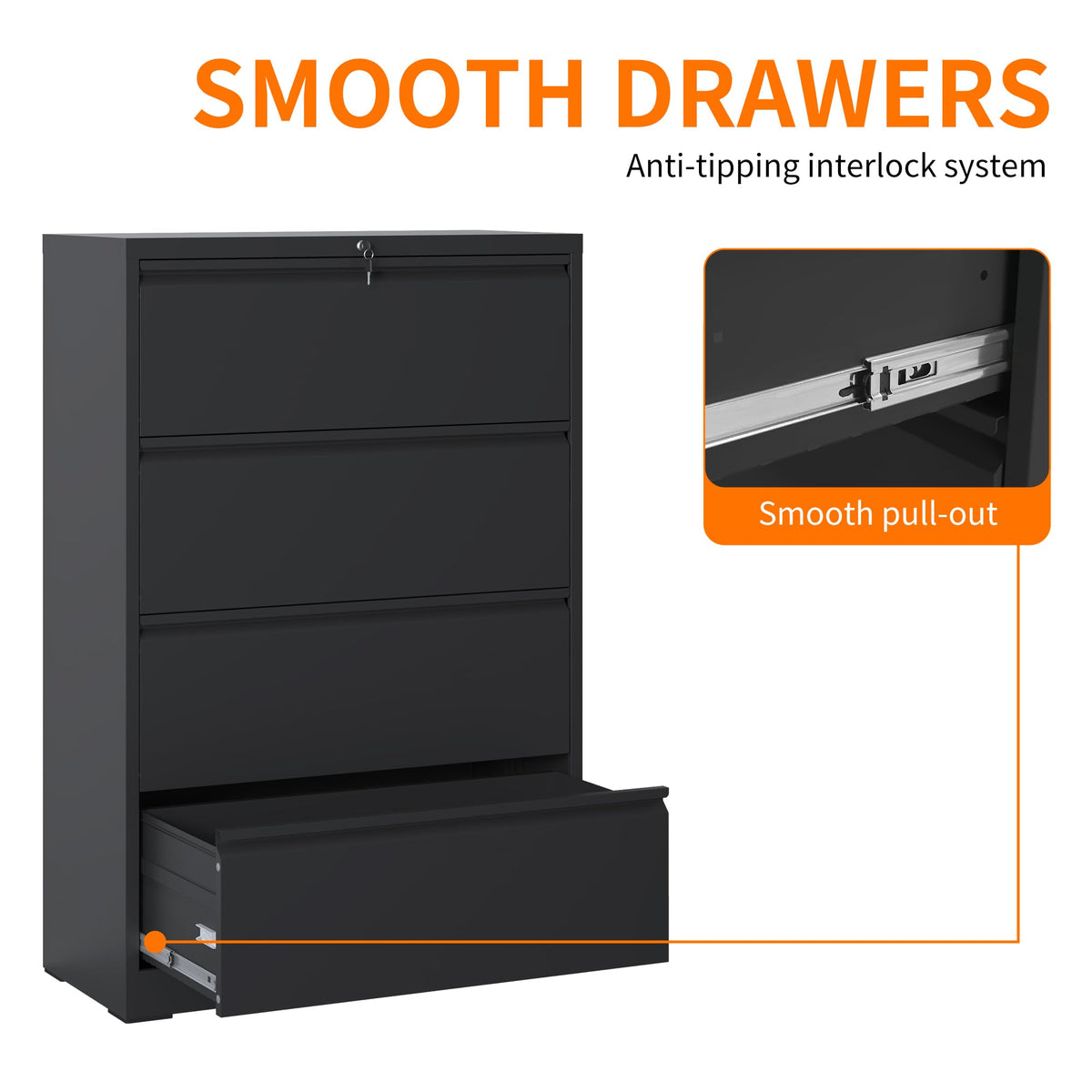 OPTYMIRA 4 Drawer Metal File Cabinet for Legal/Letter Size File,Lockable