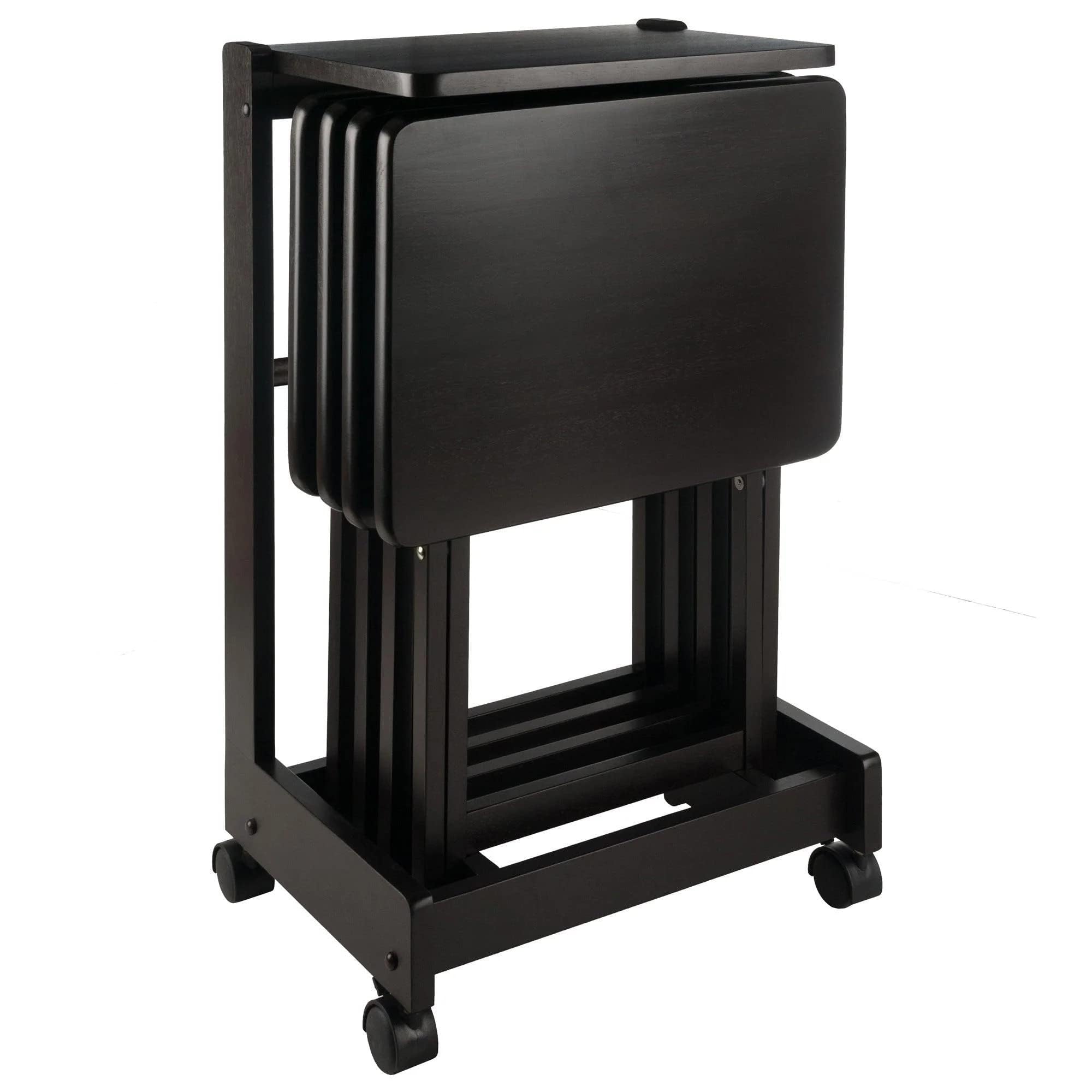 5-Piece Folding Snack Table Set with Storage Stand