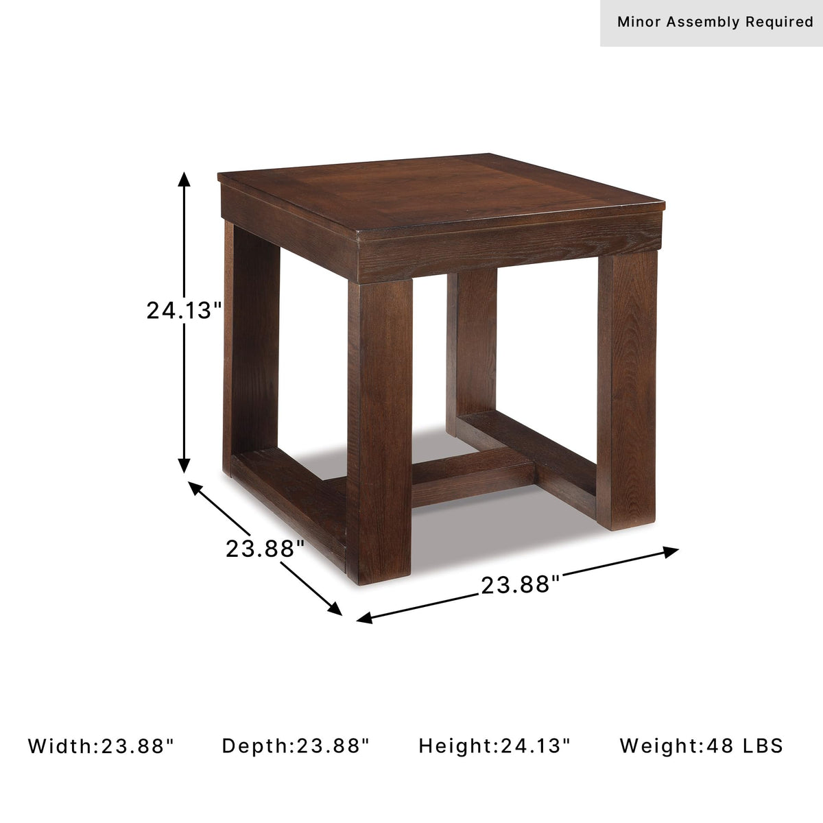 Signature Design by Ashley End Table, Oversized Square, Dark Brown