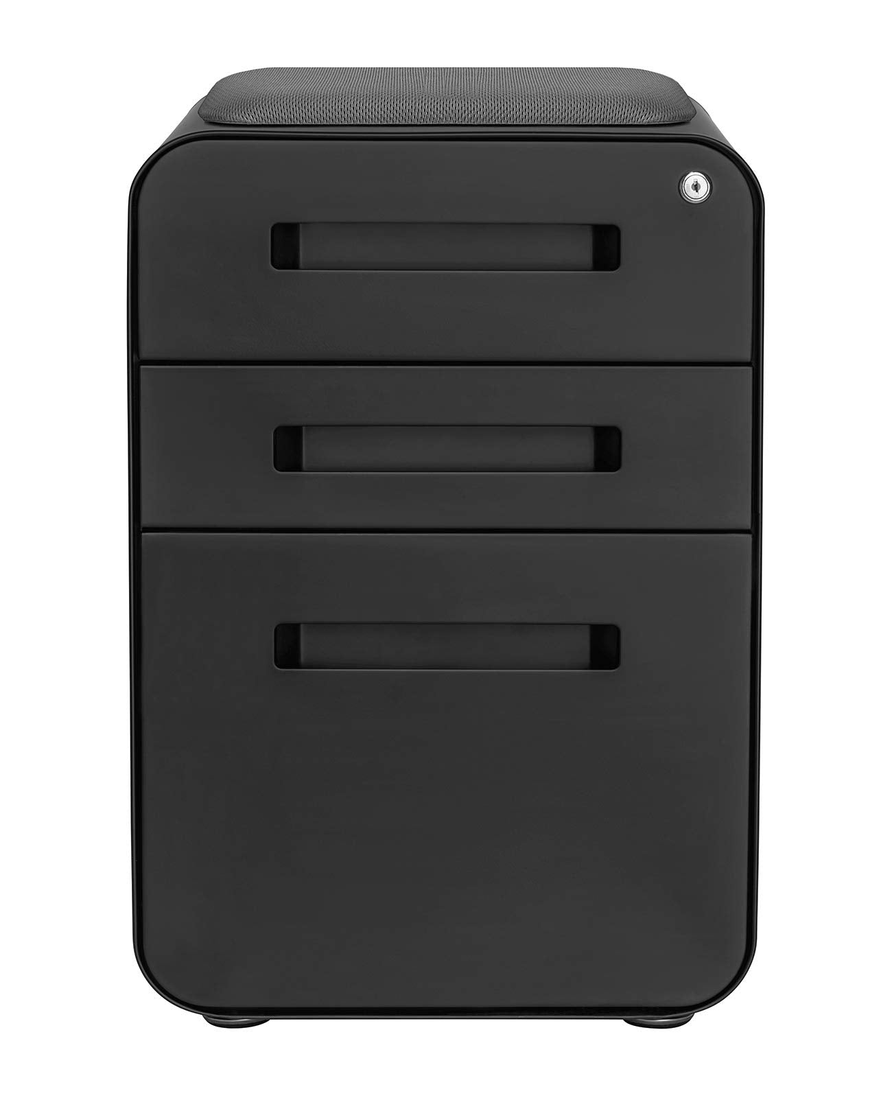 3-Drawer Mobile File Cabinet with Cushion Seat