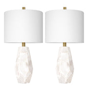 Alabaster Table Lamp Set of 2 with Night Light & Rotary Switch