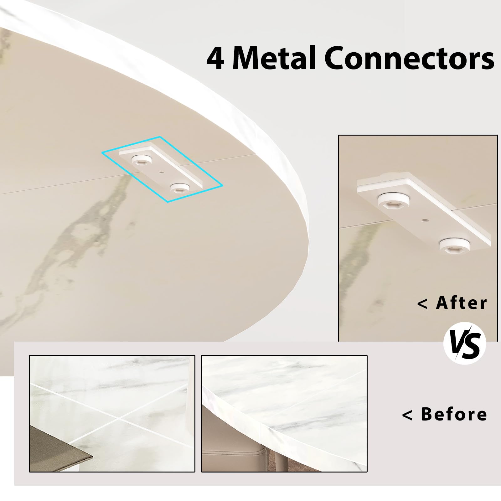 IBF Round Marble Dining Table,Dinner Tables for Kitchen 4-6,47 Inch Modern Pedestal Dining Room Table for Kitchen,Office,Living Room,White Marble