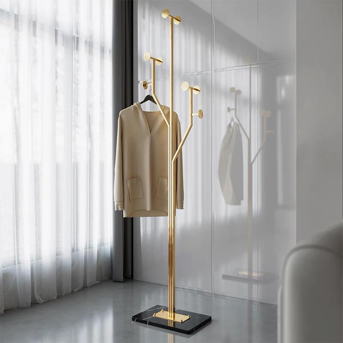Freestanding Coat Rack with Marble Base