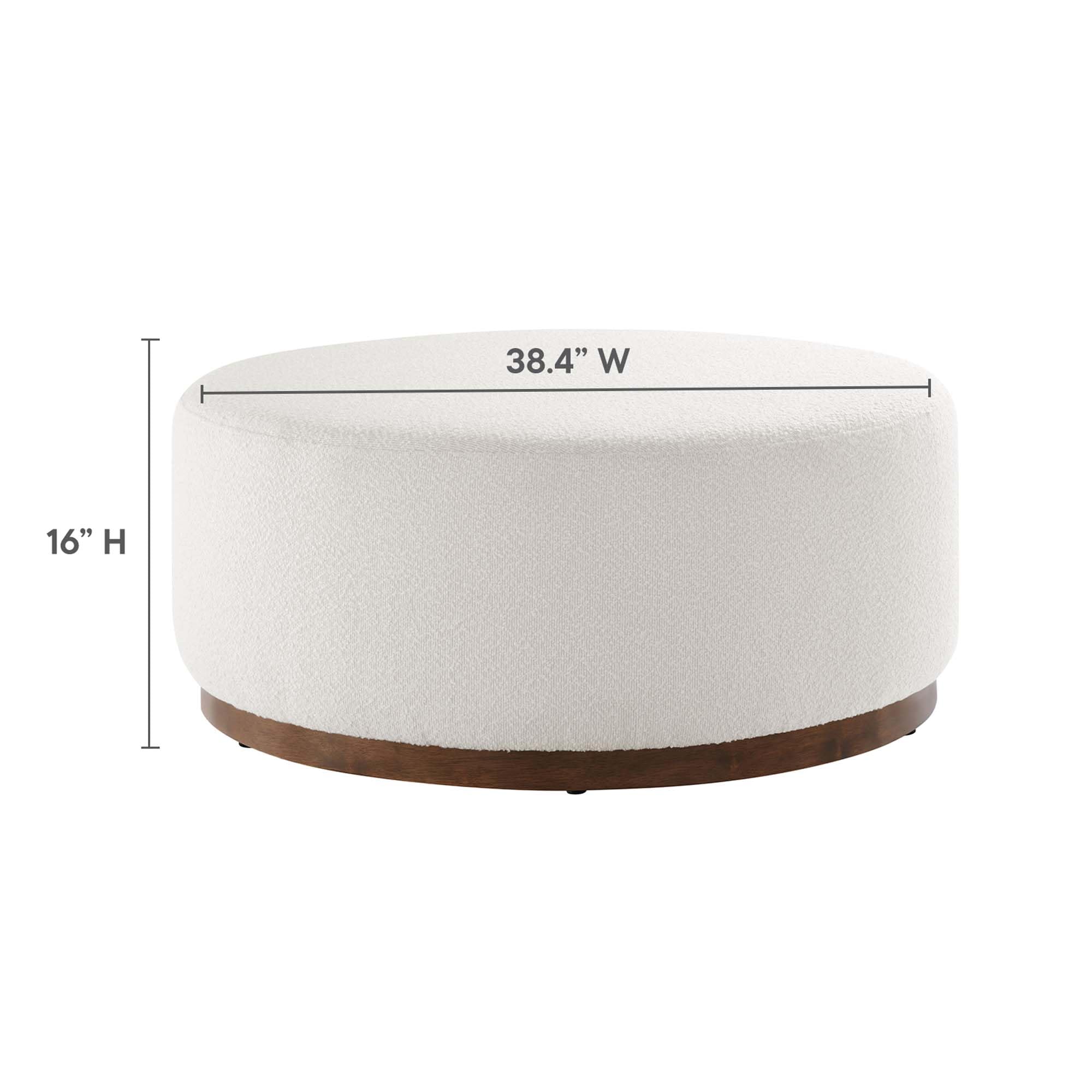 Modway Large 38" Round Boucle Upholstered Upholstered Ottoman