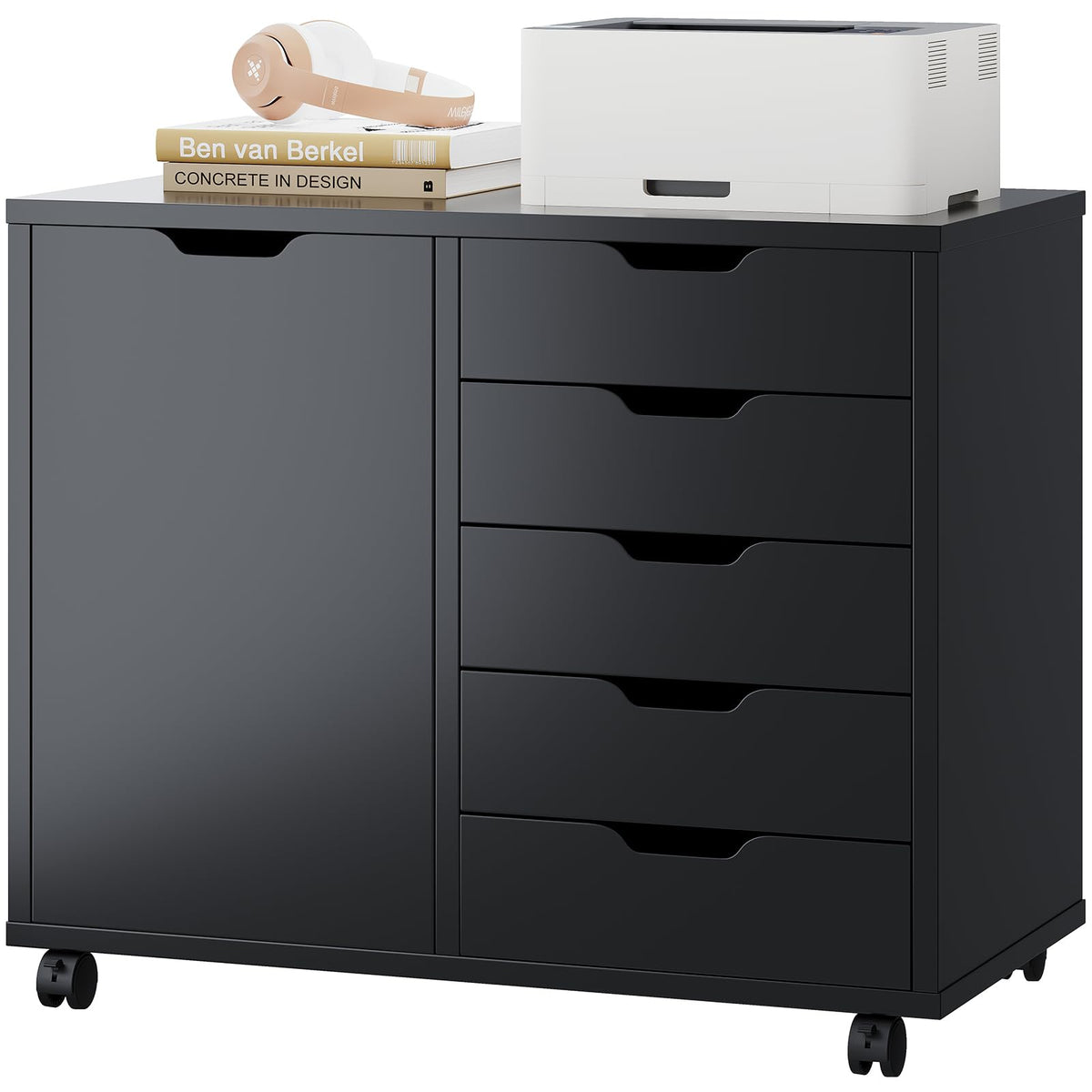 5-Drawer Rolling Printer Cabinet