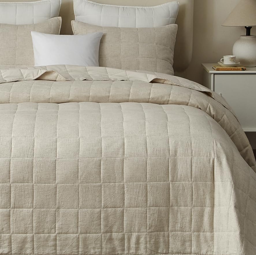Linen & Cotton Quilt Set – 3-Piece Bedspread