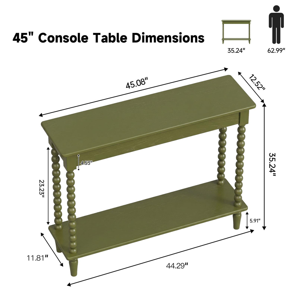 Green Bobbin Console Table