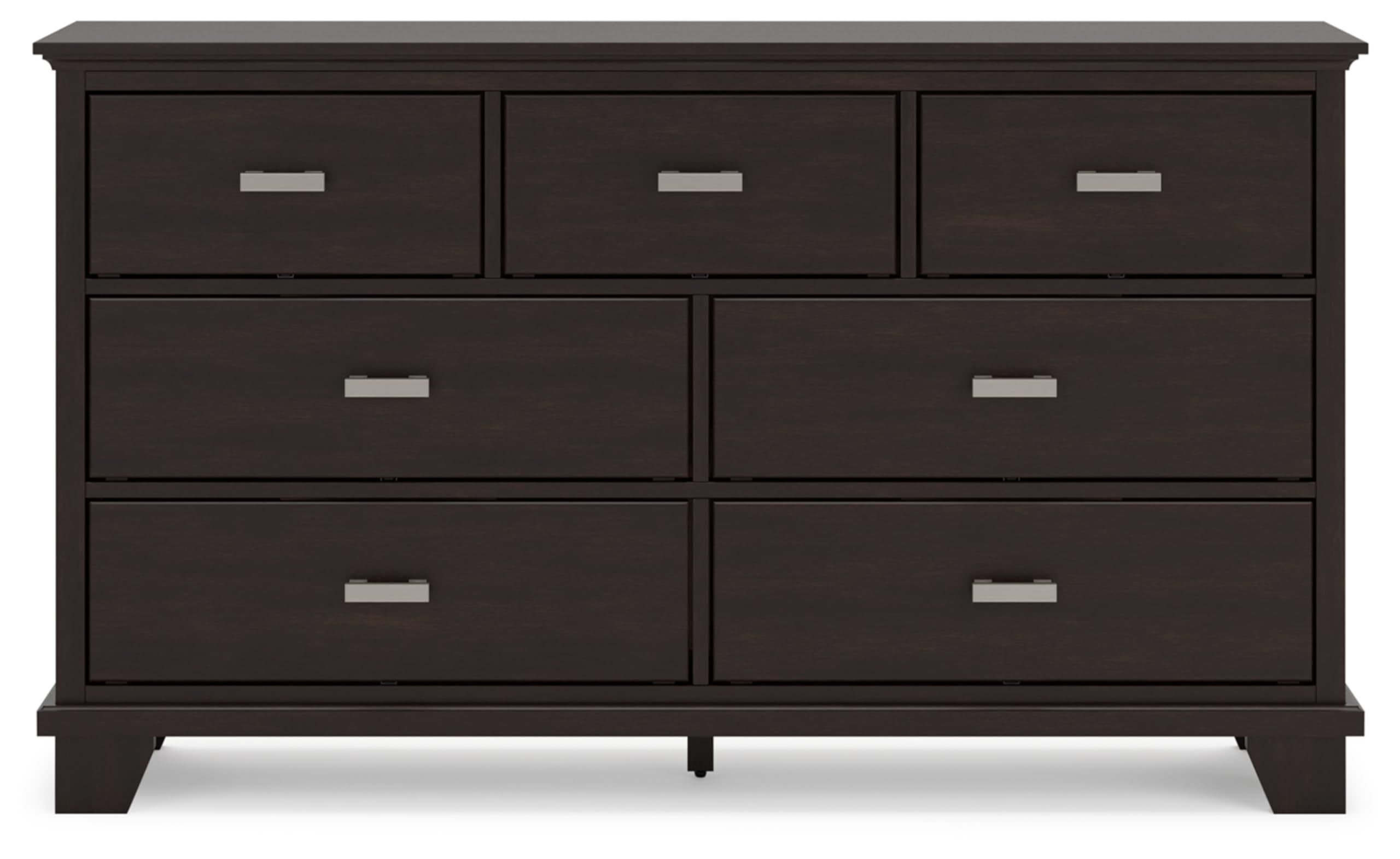 Signature Design by Ashley Covetown Contemporary 7 Drawer Dresser with Safety Stop for Bedroom, Dark Brown