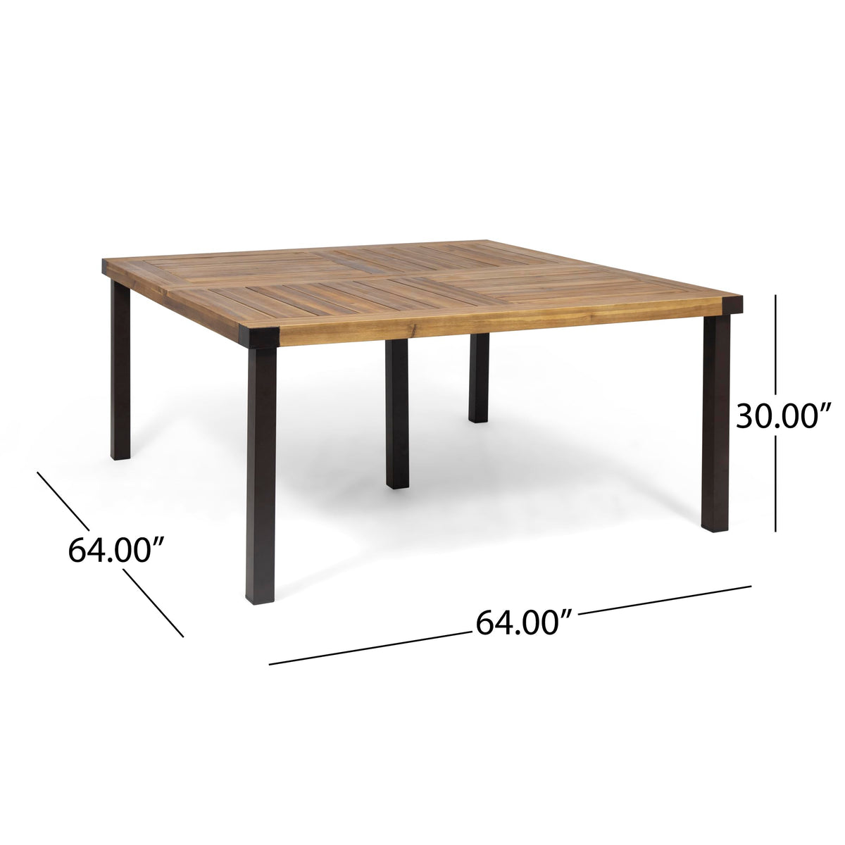 Christopher Knight Home Lankershim Outdoor Acacia Wood Dining Table, Teak and Rustic Metal