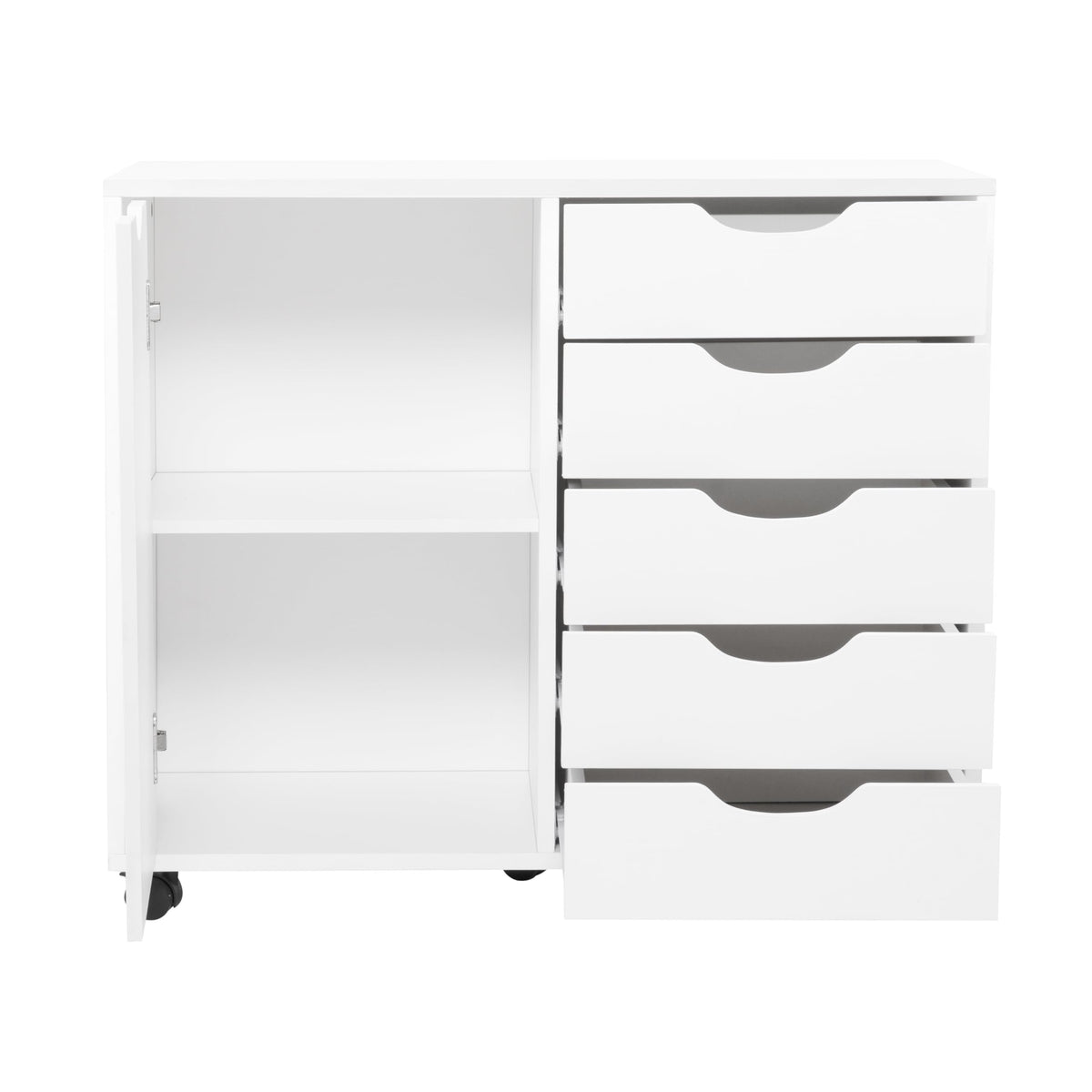 Naomi Home Amy 5-Drawer Rolling Office File Cabinet - White