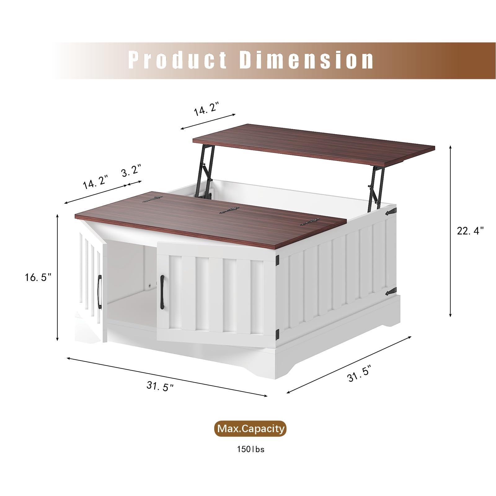 HedoAjim 31.5" Lift Top Coffee Table with Storage, Led Square White Coffee Table with Large Hidden Storage, Wood Living Room Table Center Table for Living Room Dining Reception Room