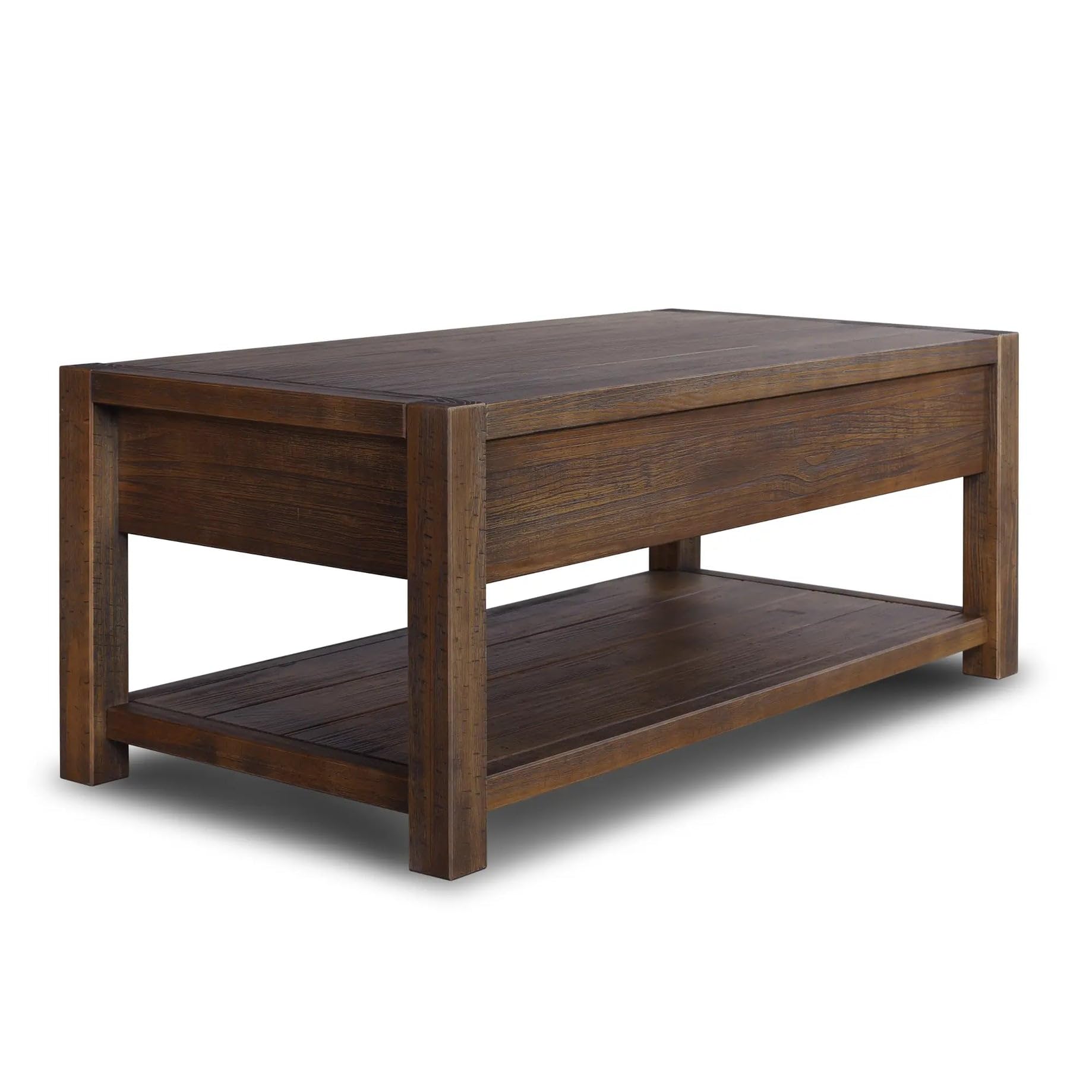 Grain Wood Furniture Montauk Coffee Table, Solid Wood with a Rustic Walnut Finish