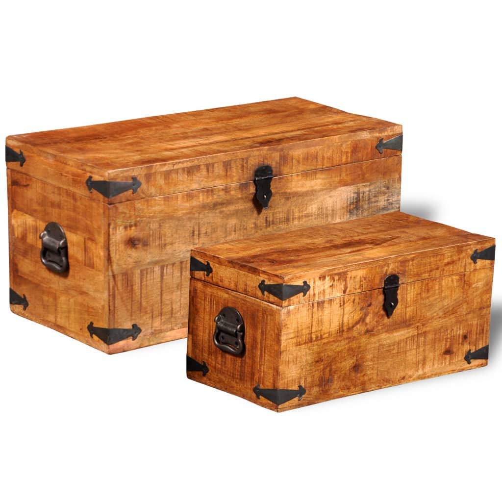 Mango Wood Storage Chest Set of 2