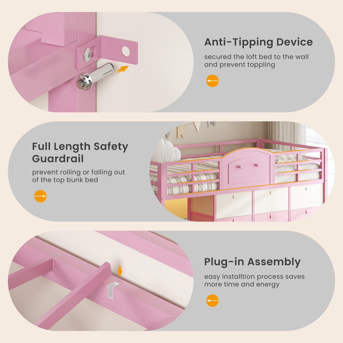Twin Low Loft Bed with Storage Stairs