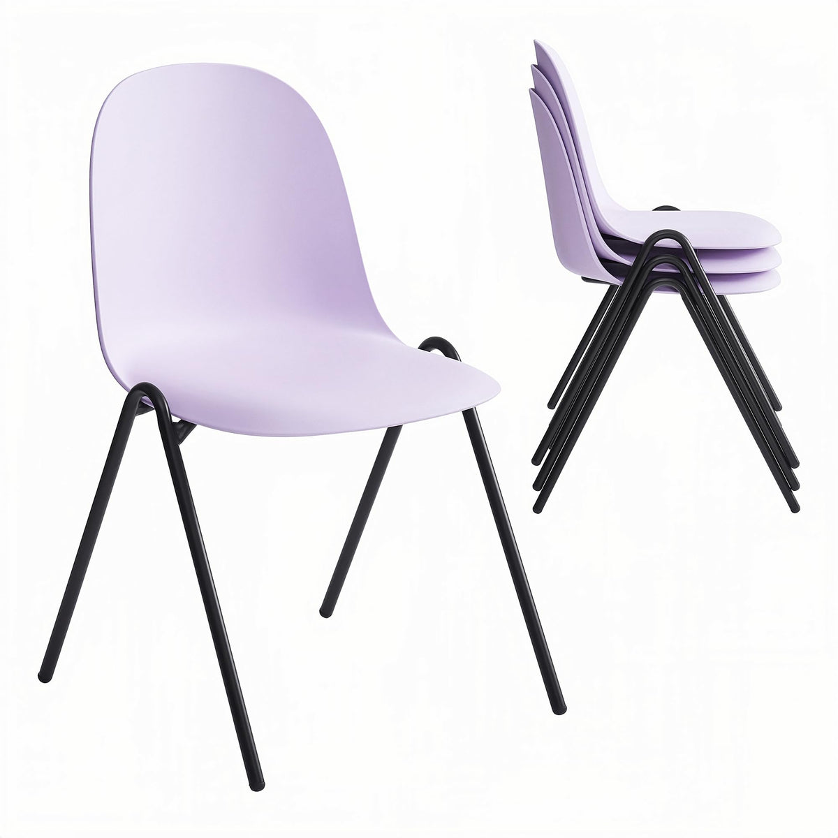 Lilac Stackable Dining Chairs, Set of 4