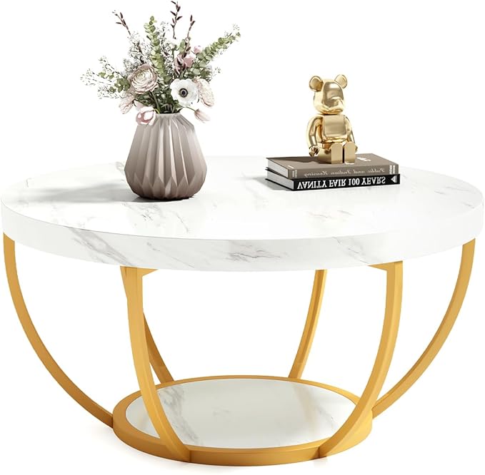 Round 2-Tier Coffee Table with Storage