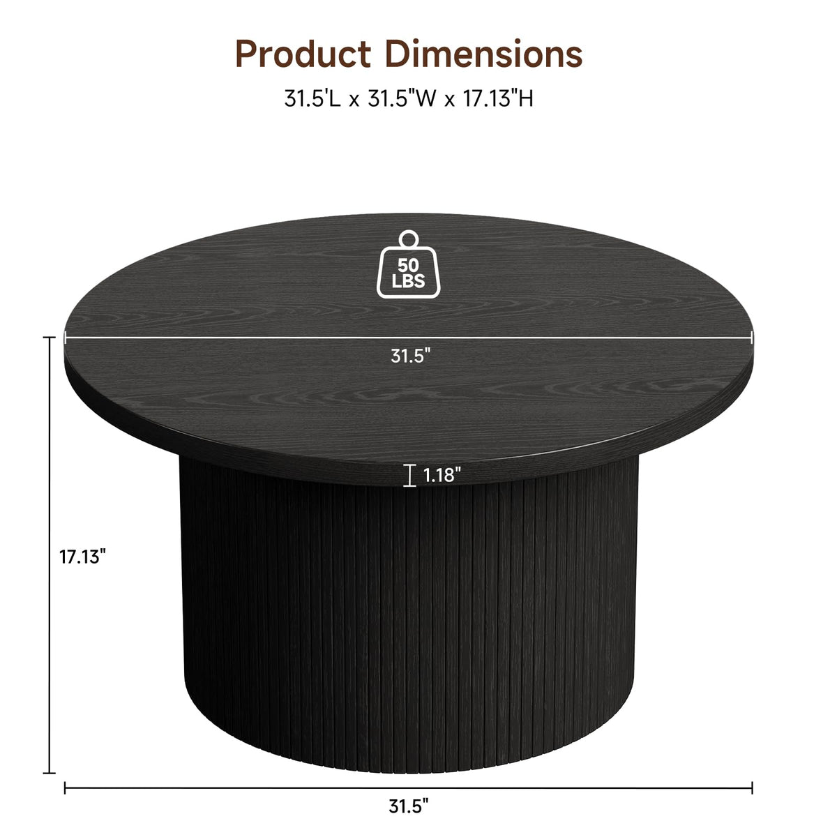 Black Fluted Round Coffee Table