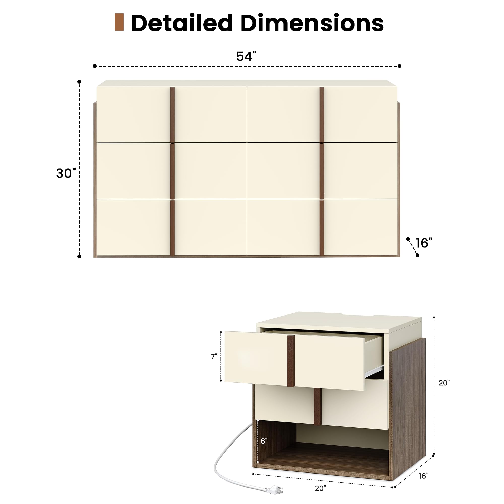 3-Piece Bedroom Set with 6-Drawer Dresser & 2 Nightstands