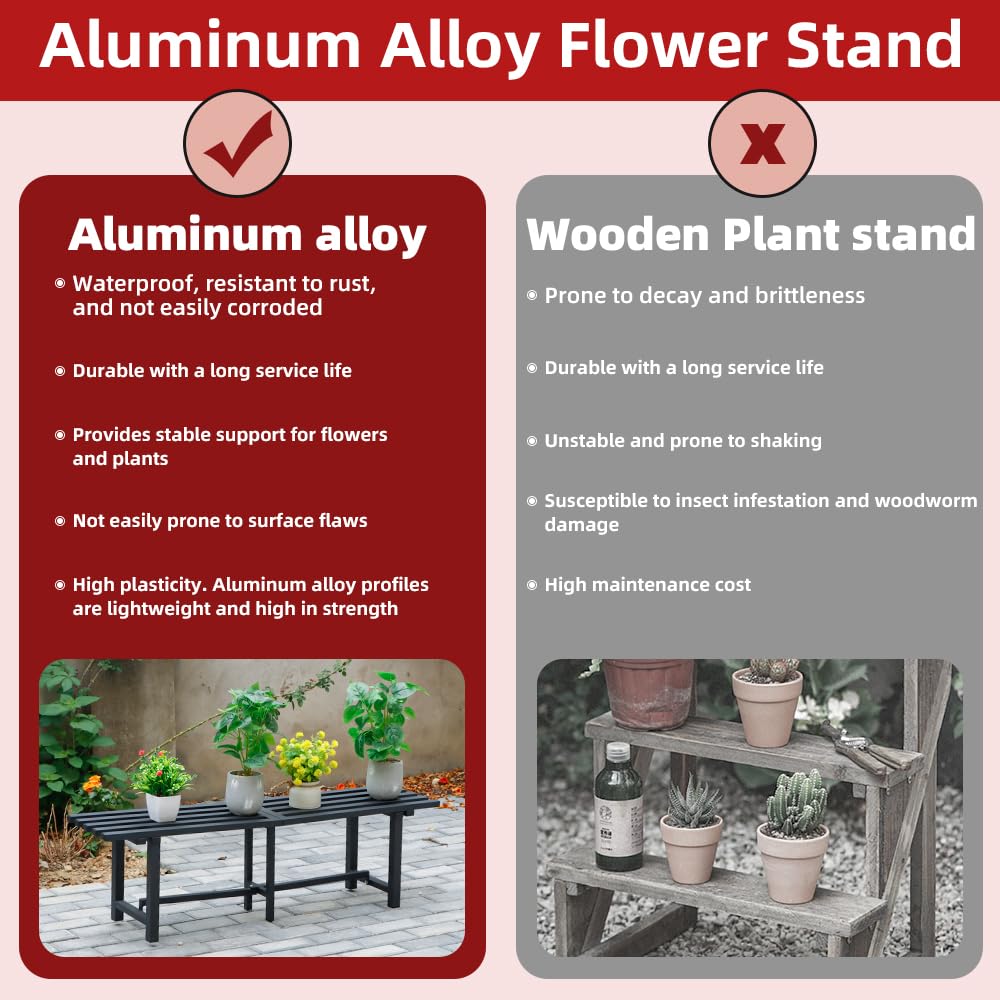 DHYGOTFUR Aluminum Plant Stand Outdoor, Rustproof Waterproof Heavy Duty