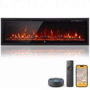 BINMIT 60 Inch Smart Electric Fireplace Insert Recessed and Wall Mounted
