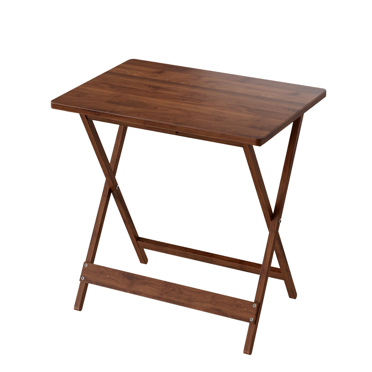 VECELO Folding Table Set of 2, Modern Wood Portable Snack TV Trays, Easy to Clean & Assemble, for Living Room,Bedroom, Kitchen, Brown
