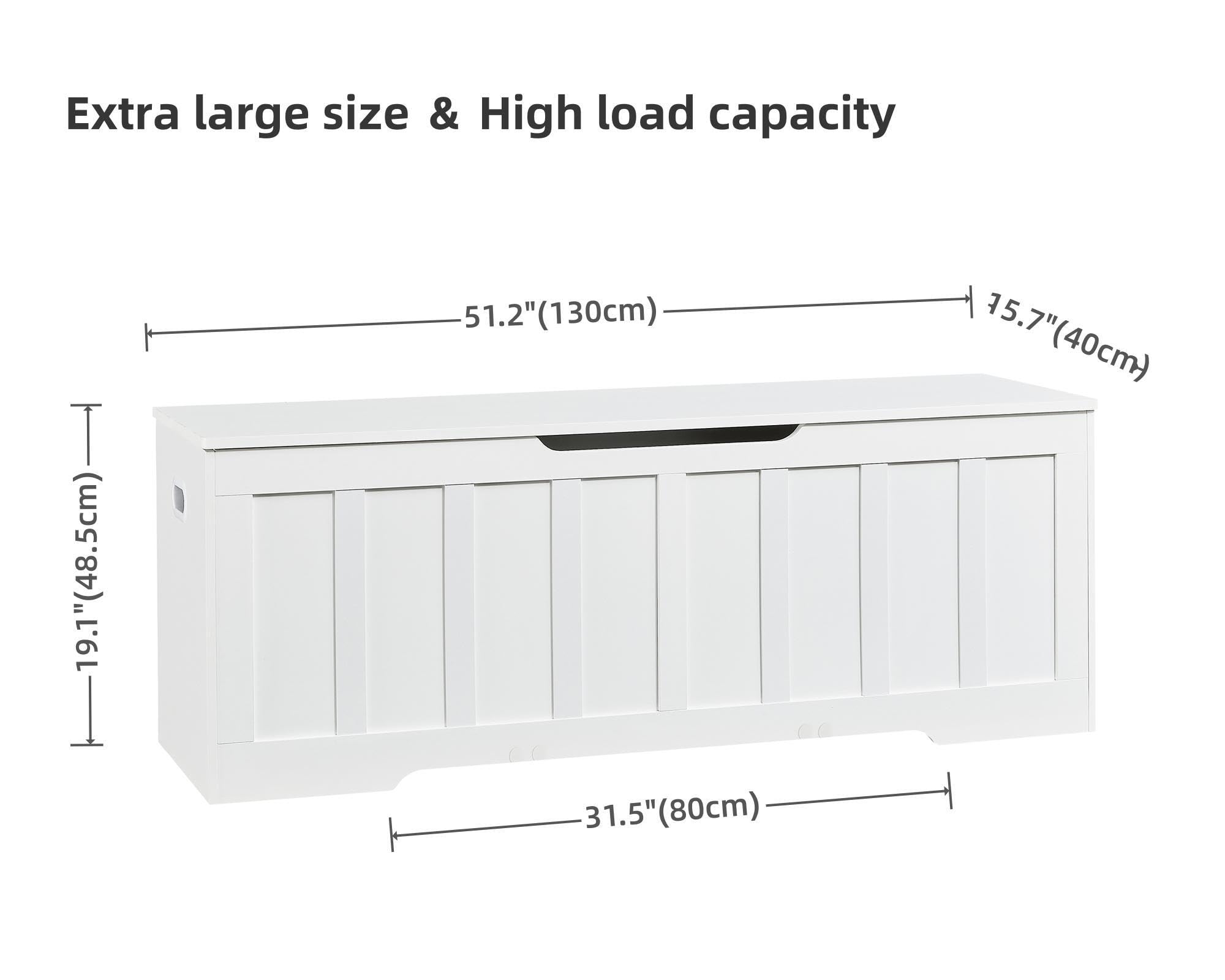 Large Storage Bench with Safety Hinges