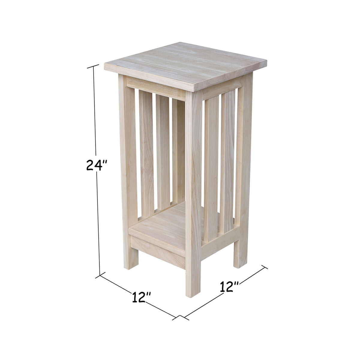 IC International Concepts Solid Wood Mission Plant Stand, Unfinished