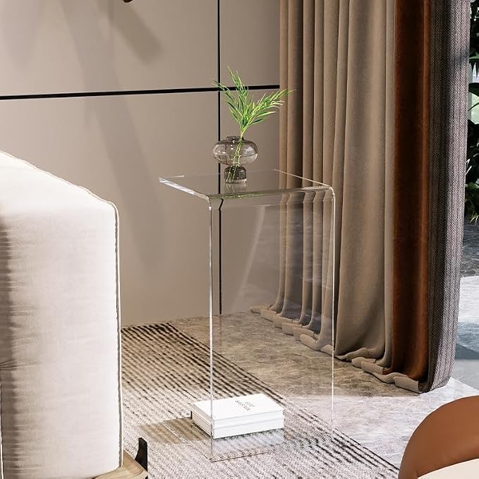 Smoke Gray Acrylic C-Shaped Side Table
