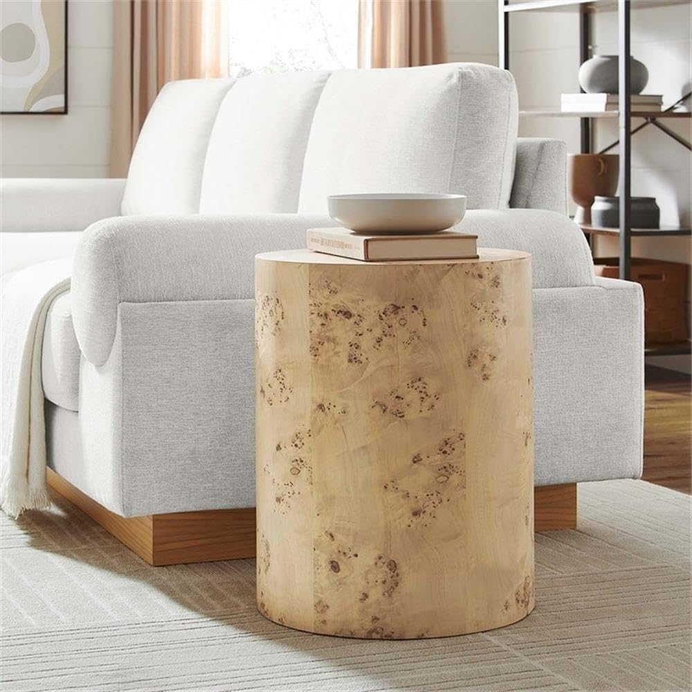 16" Round Burl Wood Side Table