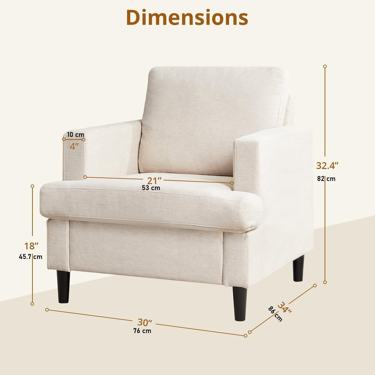 Beige Linen Accent Chair