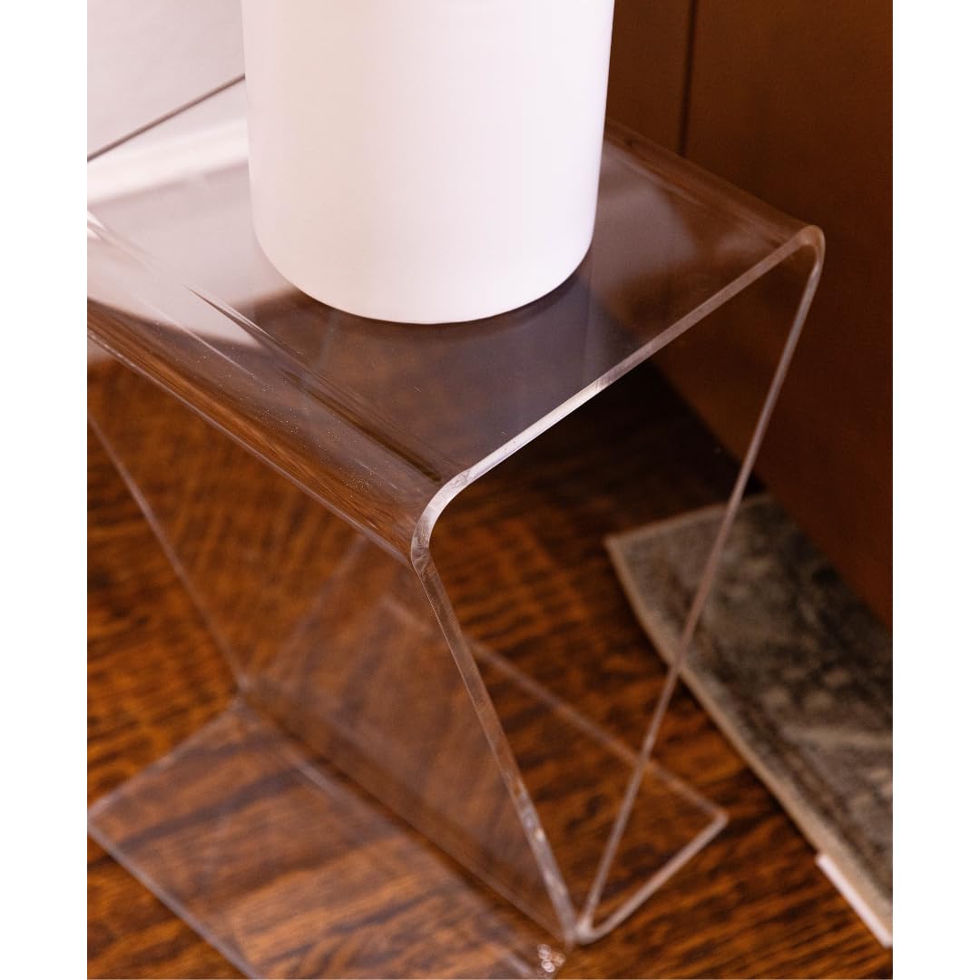 Clarte Acrylic V-Shaped End Table | Side Table for Living Room or Nighstand for Bedrooms | Premium Durable Glass-Like Design