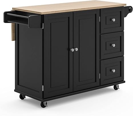 Mobile Kitchen Island Cart with Drop Leaf
